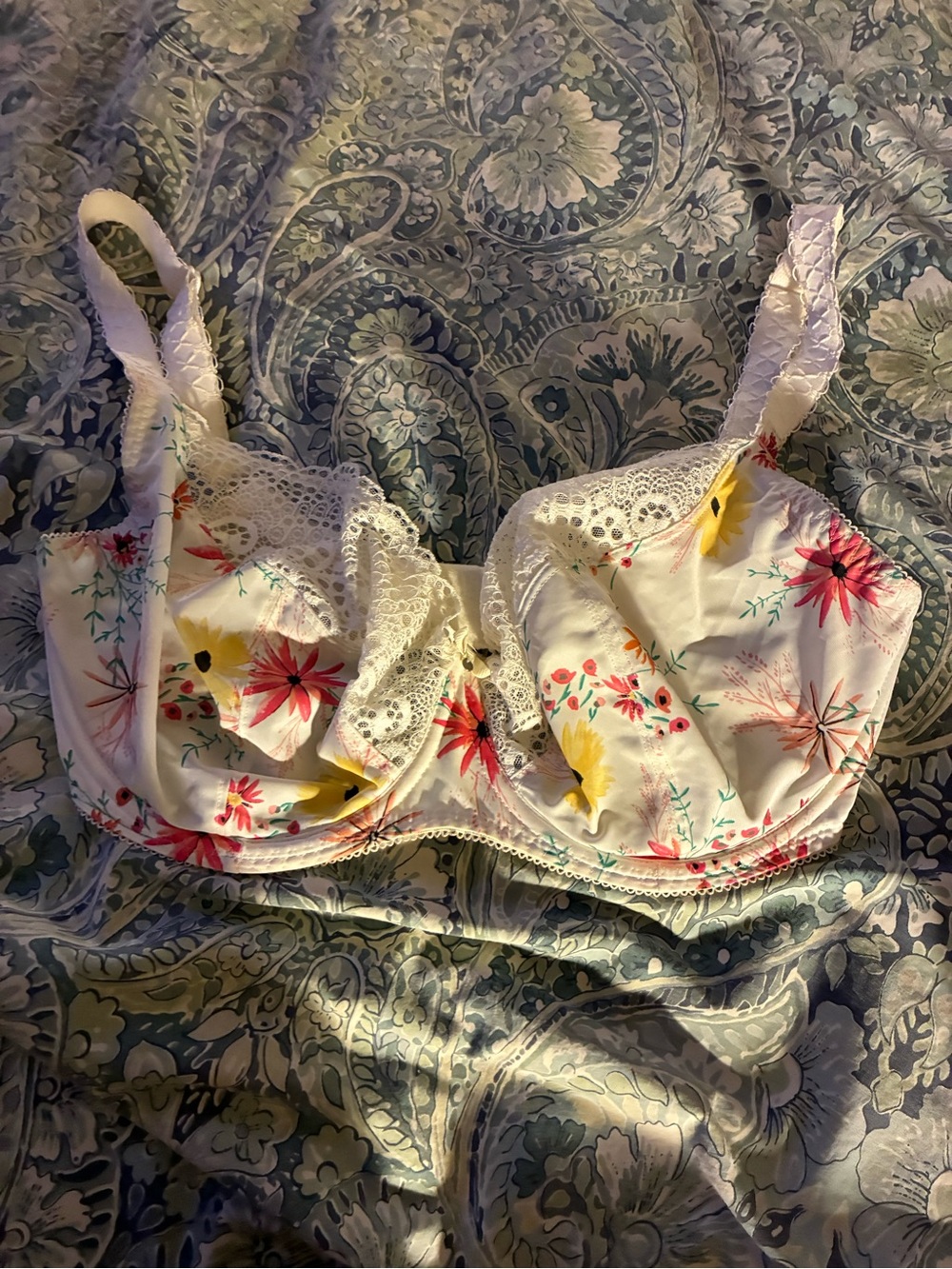 Freya Womens Florri Underwire Balcony Plunge Bra Sz32I White Floral - Picture 2 of 5
